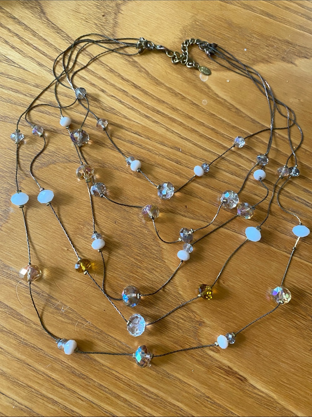 Ali khan 5 Multi-Strand Crystal & White Bead Necklace - Gold Tone